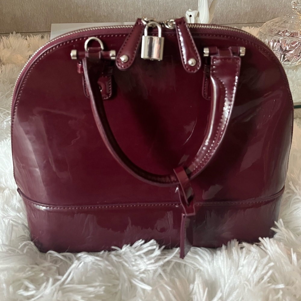 Burgundy Patent Leather Dome Handbag